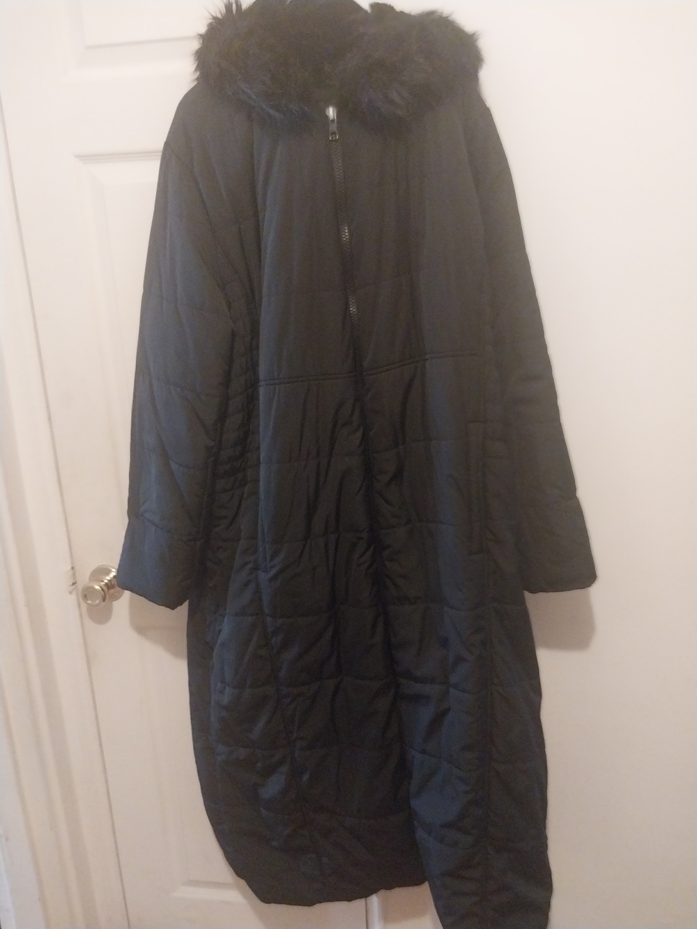 torrid Black Quilted Long Puffer Coat with Faux Fur Hood
